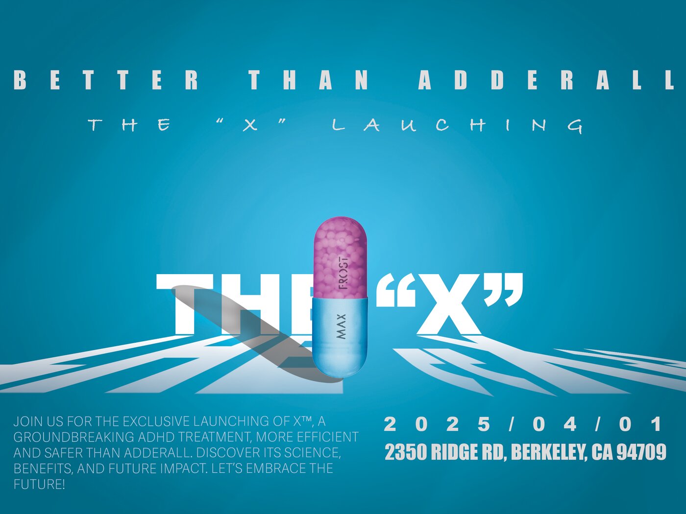 The X fictional product launch poster